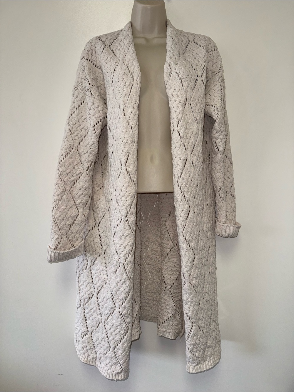 Moon & Madison (Large) Cream Neutral Soft Knit Sweater Cardigan